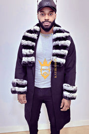 Handmade Premium Cashmere & 100% wool Real Fur Coats: Men's & Women's cashmere Jackets with Rex Rabbit Fur Collar |  100% Cashmere Winter Elegance" - kayibstrore
