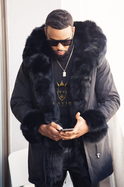 Premium Men's Fur Parka - Versatile, Handmade, and Waterproof