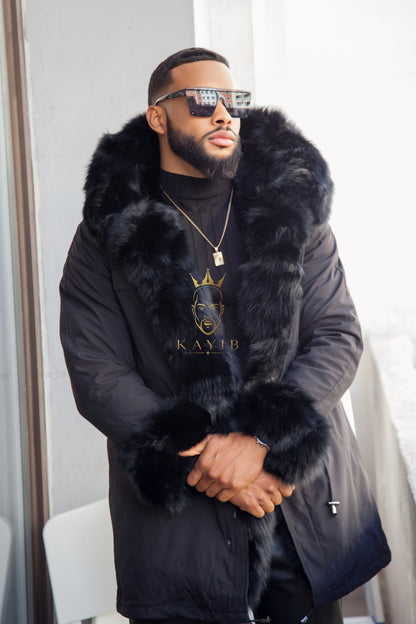 Premium Men's Fur Parka - Versatile, Handmade, and Waterproof