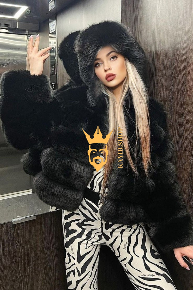 Fashion Raccoon Fur Short Coat - Stay Stylish and Warm with Oversized Sleeves - 100% Real Fur Luxury - kayibstrore