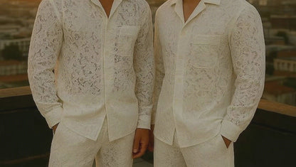 Conjunto de vestido de seda de lujo para hombre rojo