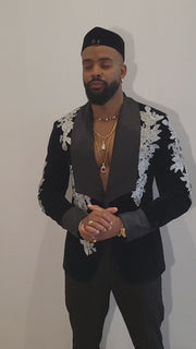 Best Handmade Custom velvet blazer Men's Suit with Sheer Velvet Lapel - Elevate Formal Style | KAYIB