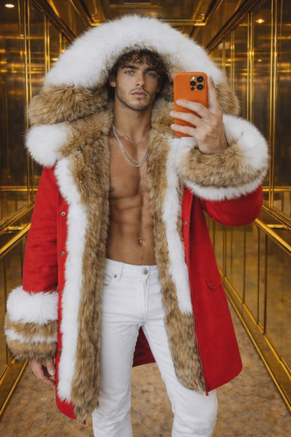 <transcy>Parka impermeable para hombre, chaqueta de invierno, nueva moda, abrigo largo de piel de conejo, Parkas para hombre, prendas de vestir exteriores de piel de zorro natural, ropa de calle</transcy>