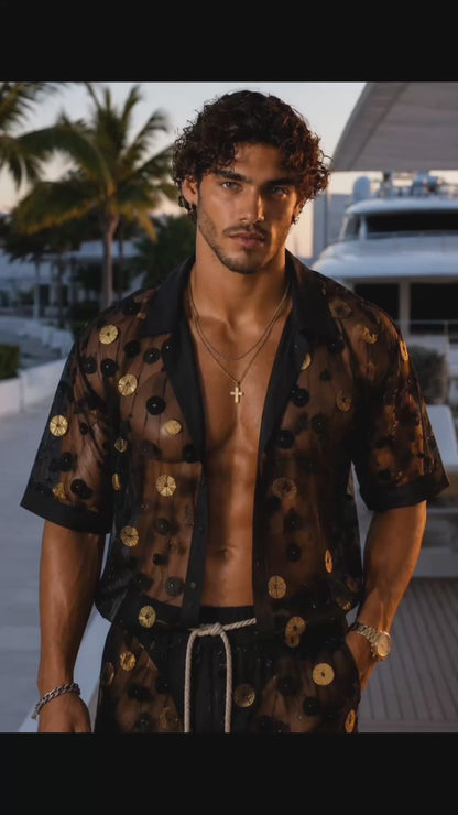 KAYIB Black Gold Sheer Set