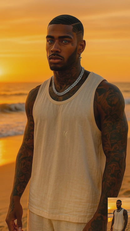 Men’s Linen Set – 2-Piece Tank Top & Pants