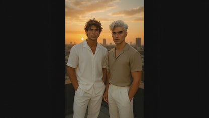 Men’s Cotton Outfit Set – Short Sleeve Shirt & Pants Two-Piece