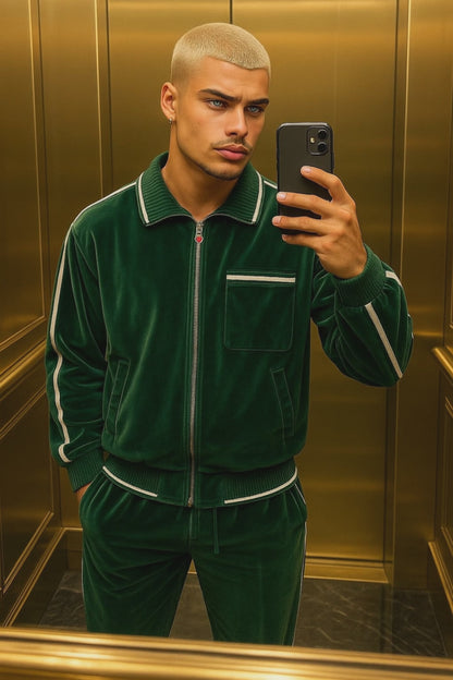 Men’s Luxury Tracksuit Set – CasinoBlank Paris Inspired Fleece Jacket & Track Pants