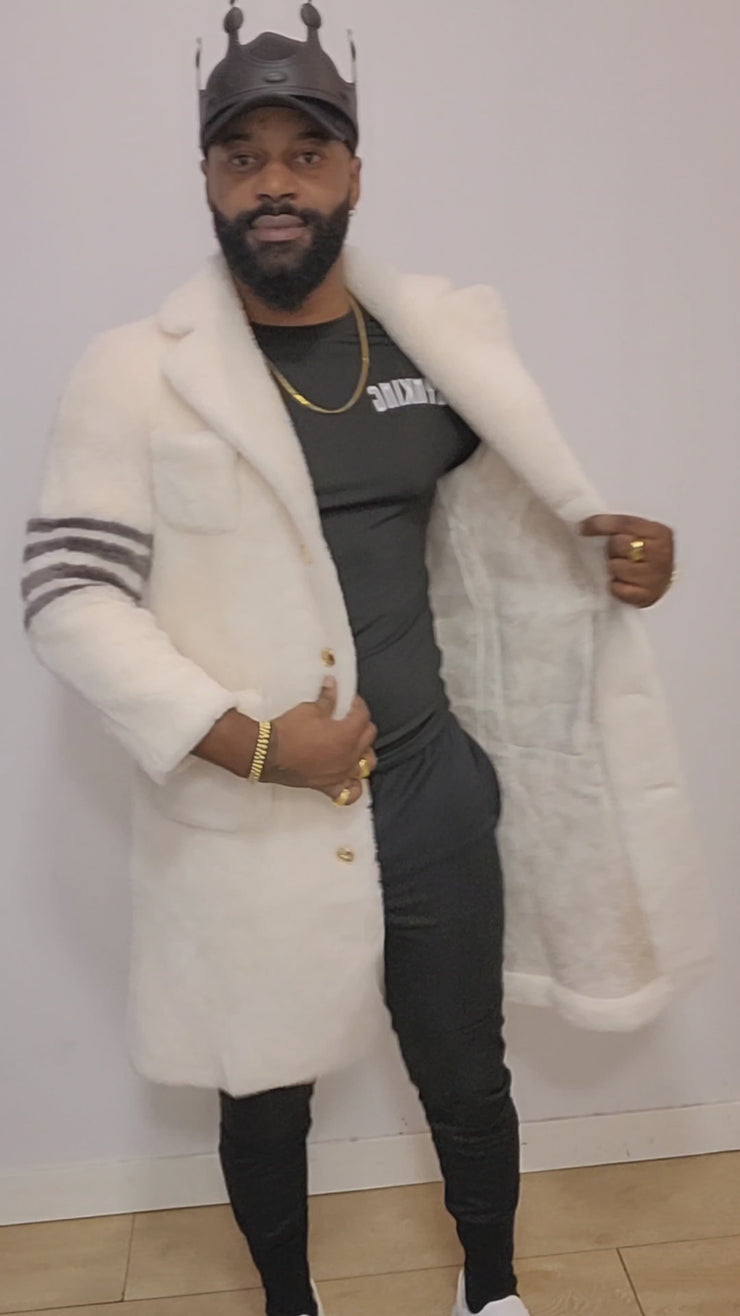 Elevate Winter Style: Fuzzy Fleece Lapel Long Cardigan Coat for Men
