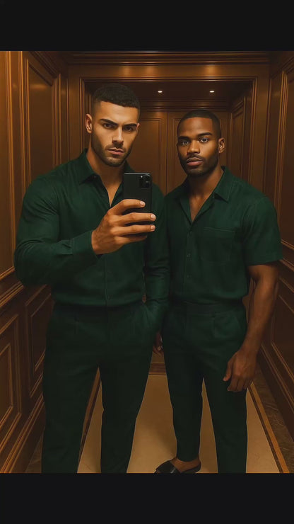 Men’s Luxury Suede Set – Double-Sided Microfiber Matte Shirt & Pants