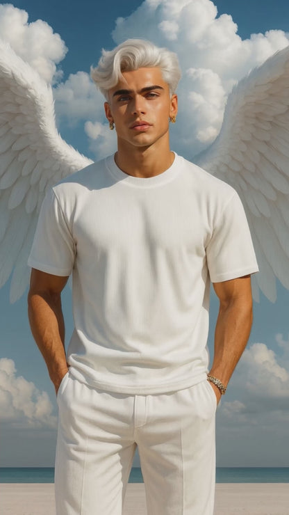 Men’s Summer Cotton Set – T-Shirt & Pants Two-Piece Outfit