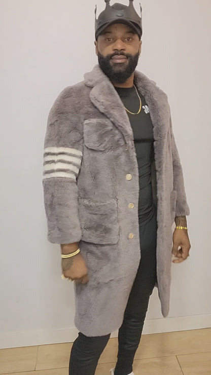 Luxury Wool Fur Designer Cardigan Coat for Men