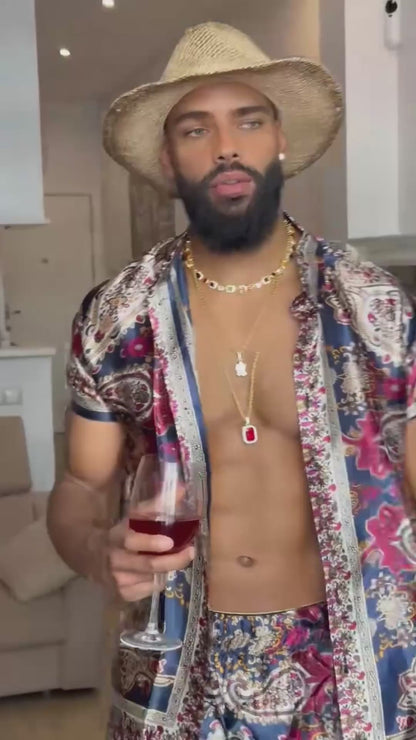 Men’s Luxury Silk Set – 100% Pure Mulberry Silk Shirt & Shorts | Limited Edition Outfit