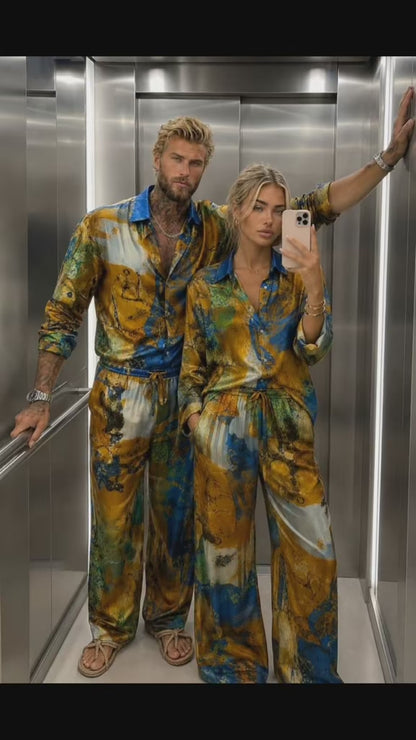 Couple Silk Outfit Set – Luxury Summer Fashion for Him & Her