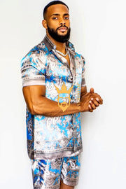 Mens Summer Luxury Silk Set 2 Pcs