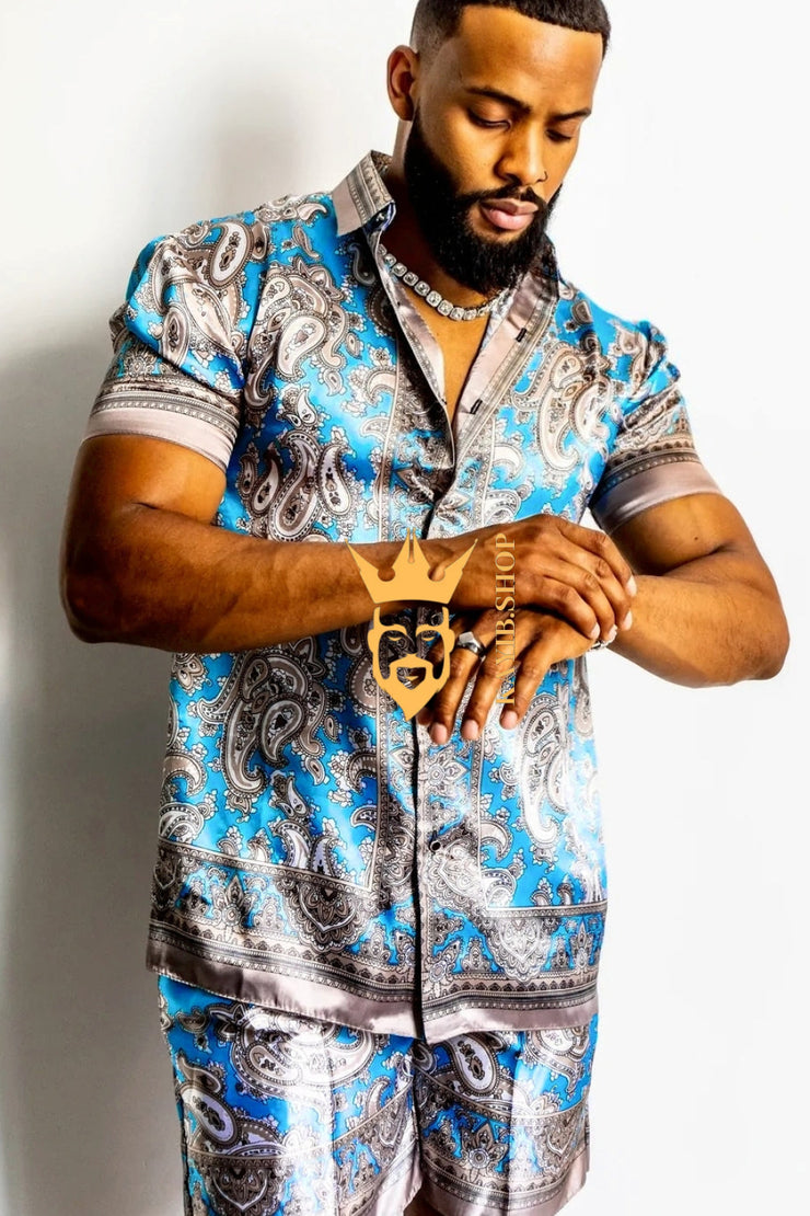 Mens Summer Luxury Silk Set 2 Pcs