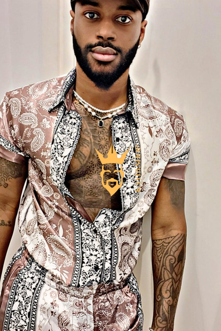 Fasion Mens Barocco Silk Set