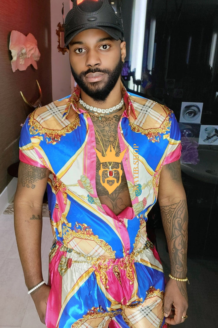 Fashion Barocco Silk Set Shirt+ Short