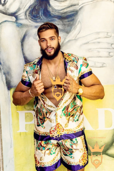 Barocco Silk Set Outfits valentines day, white shirt men    sleeveless hoodie, crochet pants men, maxi cardigan men, sleeveless cardigan, burning man men, festival clothing, festival outfit men, kimono men, long kimono, men kaftan,men summer wear, rave outfit men, sundari kimono