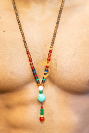 Blue and Brown Boho Beach Necklace - Unisex Agate Pendant Jewelry - Unique Earthy Style - kayibstrore