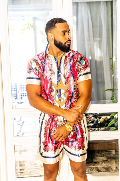 Handmade Men's Barocco Print Silk Set - Elevate Your Style with Pure Luxury - Personalized Sizing for Perfect Fit - kayibstrore
