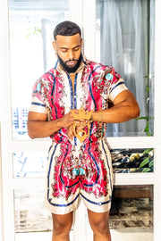 Handmade Men's Barocco Print Silk Set - Elevate Your Style with Pure Luxury - Personalized Sizing for Perfect Fit - kayibstrore