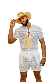 Luxurious Men's White Shirt and Shorts Set - Elevate Your Summer Style - Perfect for Any Occasion - kayibstrore