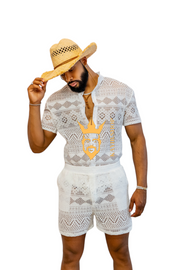 Luxurious Men's White Shirt and Shorts Set - Elevate Your Summer Style - Perfect for Any Occasion - kayibstrore