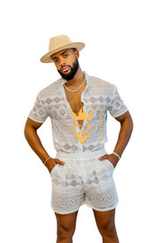 Luxurious Men's White Shirt and Shorts Set - Elevate Your Summer Style - Perfect for Any Occasion - kayibstrore