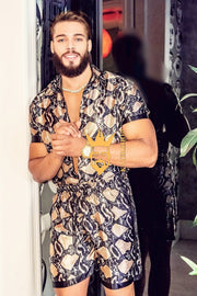 Barocco Print Handmade Men's Luxury Silk Dress Set - Elevate Your Style Game with Opulent Comfort and Durability - kayibstrore
