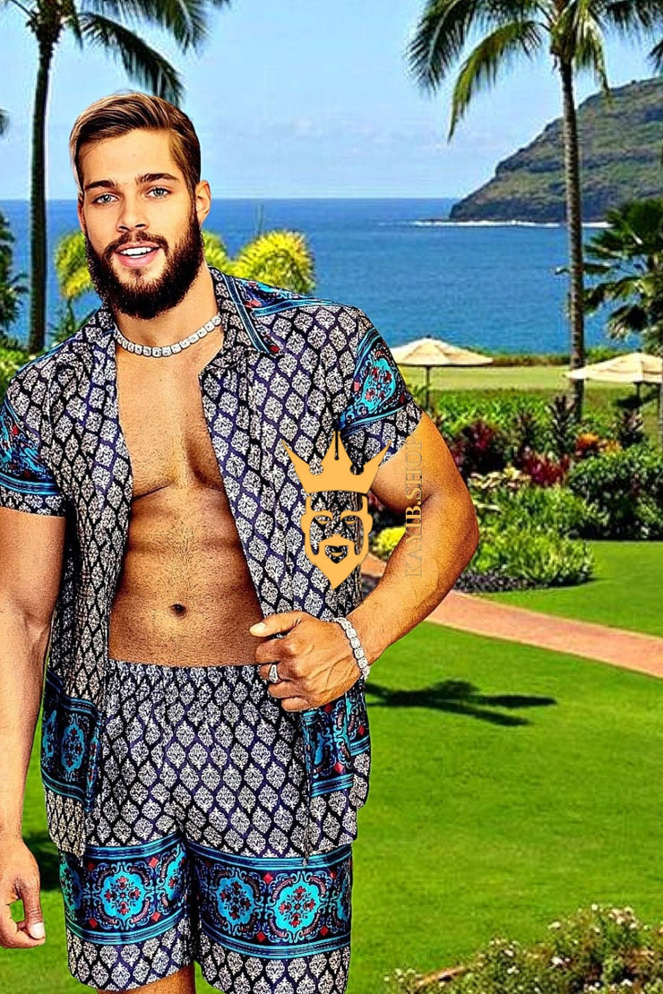 Barocco Print Silk Set - Elevate Your Summer Style with a Refreshing Twist - Crafted from 100% Pure Silk - kayibstrore